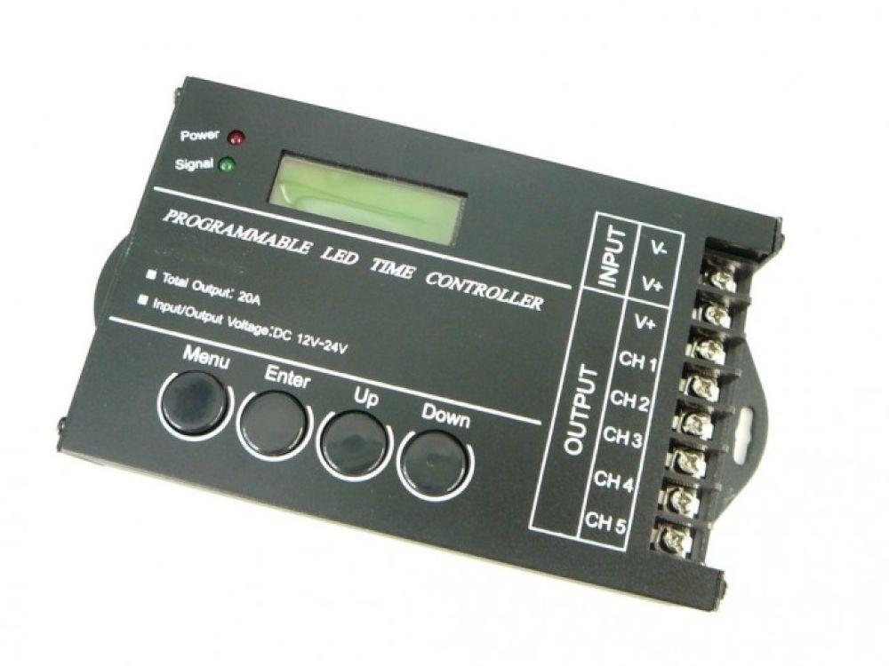 LED21 Programovatelný ovladač, stmívač s časovačem USB 5CH 20A 240W pro LED, 5 okruhú